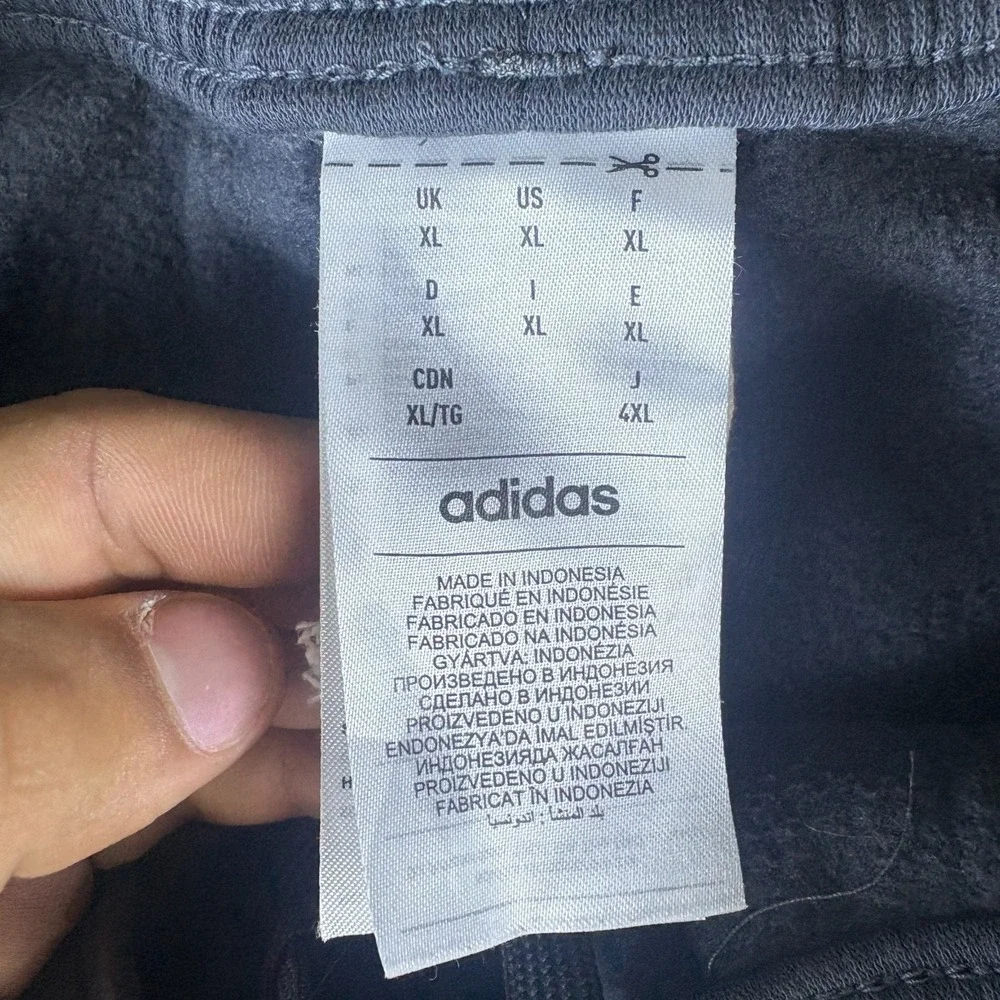 Adidas Sweatpants Mens 32x29 Gray Logo Fleece Lined Ankle Zipper Tapered Leg